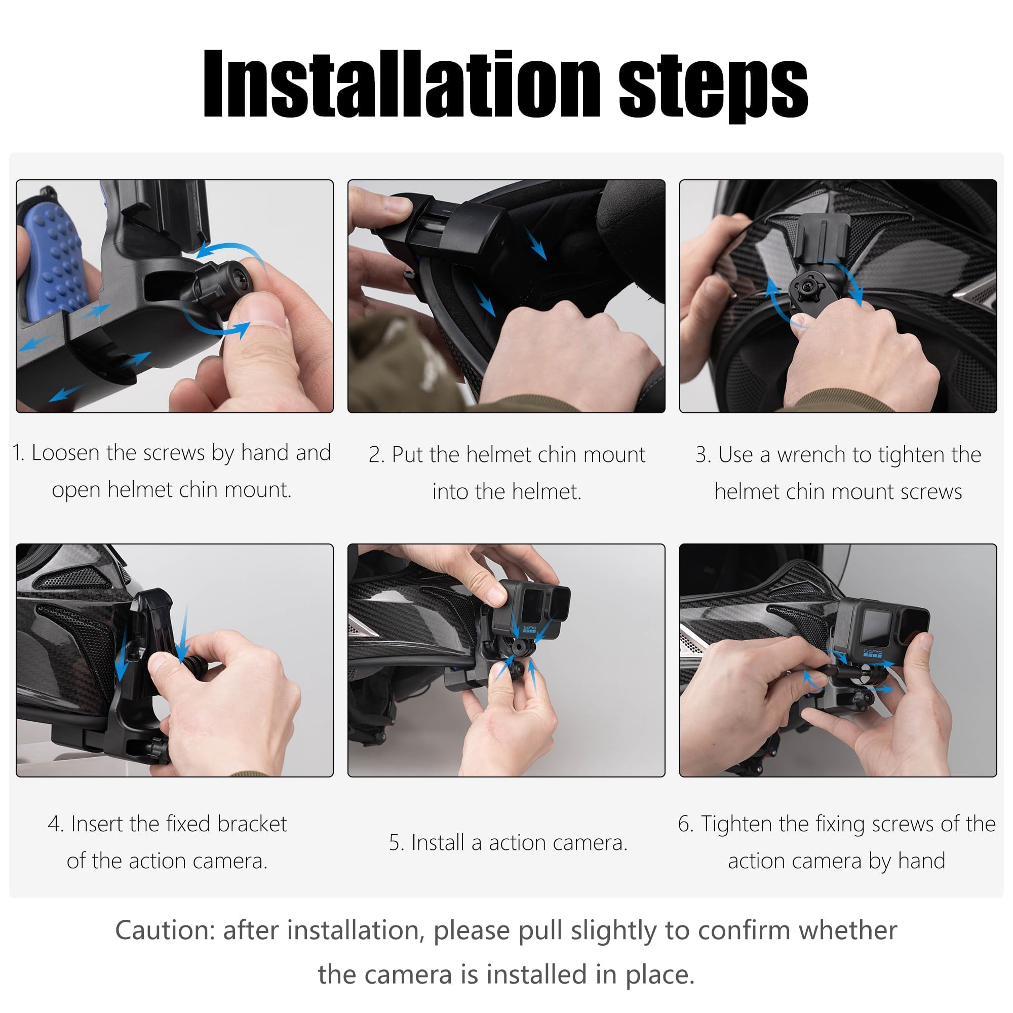 Helm-Kinnhalterung für Motorradhelm, Halterung für GoPro Hero 11/10/9/8/HERO7/6/5/4/3, DJI Osmo Action/YI/Akaso/Apeman/Acrosstour Action-Kamera für Biker, Motorradfahrer, Skifahren