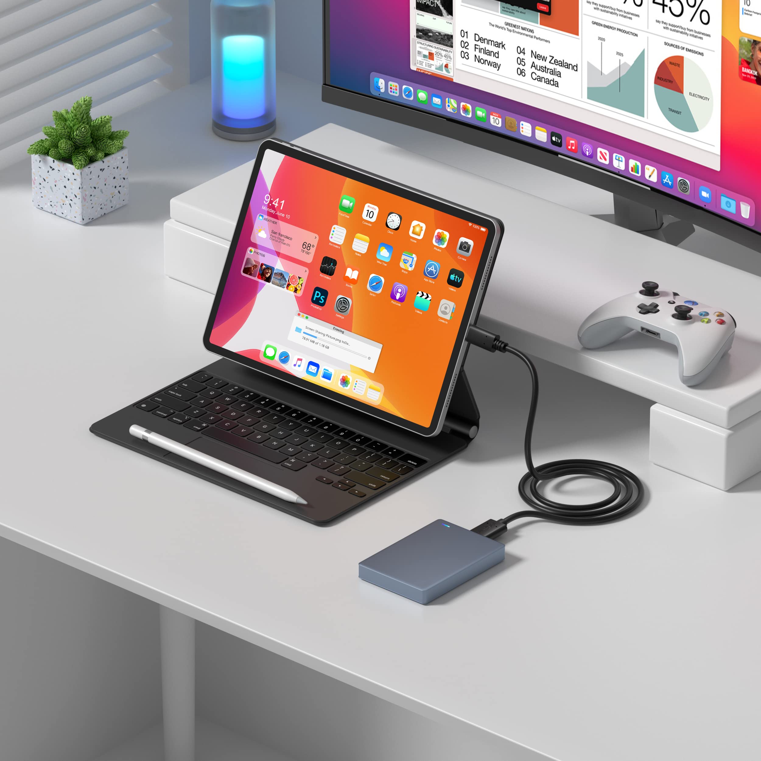 Cavo da Micro B a USB C, cavo di ricambio per fotocamera con trasferimento dati USB 3.1 Gen1, compatibile con Seagate, Toshiba, WD, LaCie Portable HDD - 3 piedi, confezione da 2