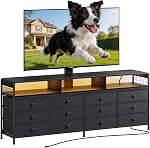 REAHOME TV Stand with Mount, 67" Entertainment Center for 32/45/55/60/65/70 inch TVs, Media Console Table with 12 Drawers, Height Adjustable Mount, Dresser TV Stand for Living Room, Black