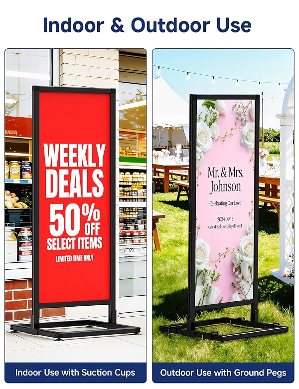 KOOV 2Pack Sign Holder Floor Stand, 2-In-1 Dual Size 22" × 69" & 22" × 28" Aluminum Alloy Poster Stand for Display, Sign Stand for Business, Office, Trade Show, Mall Advertising (Frame Only) by KOOV - Image 7