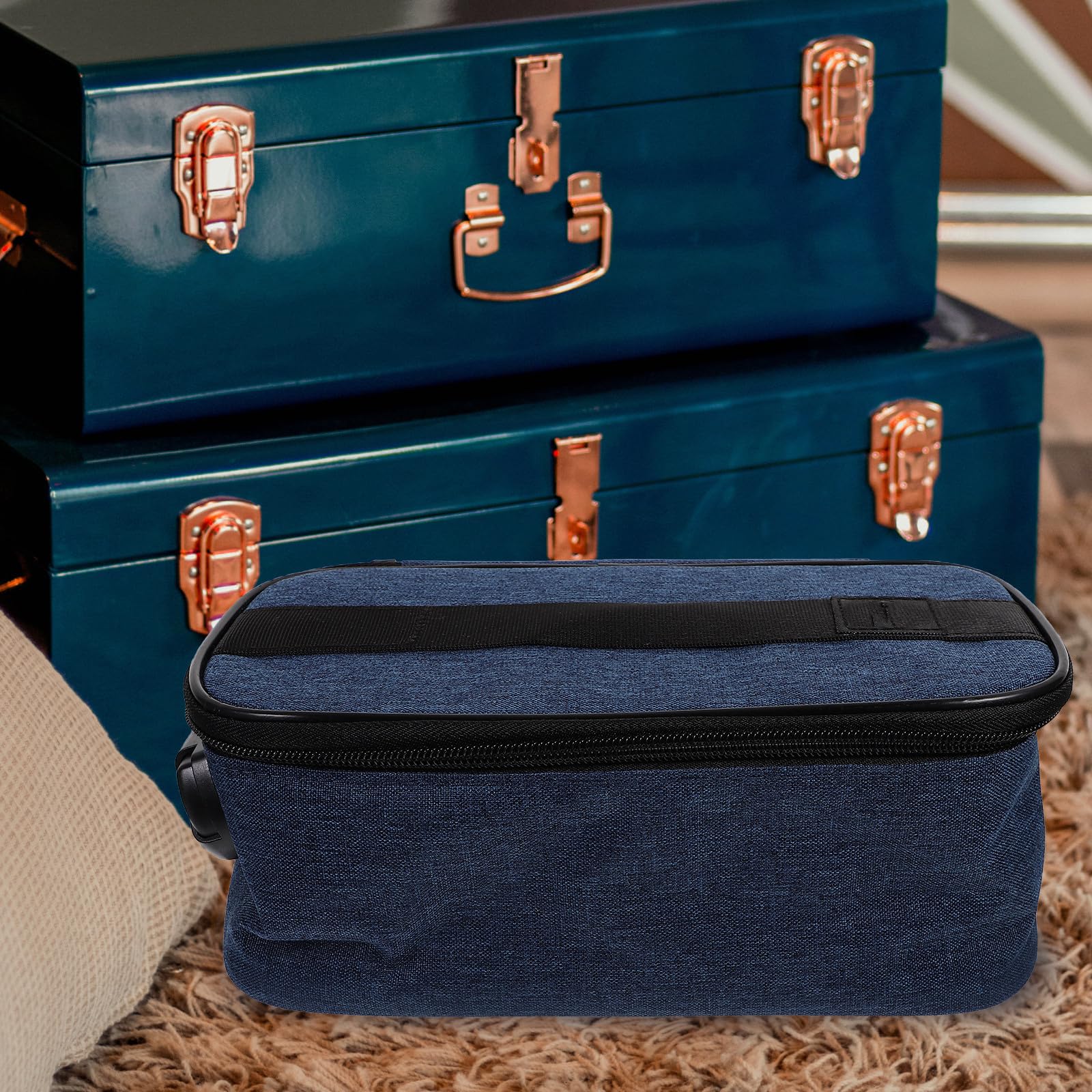 Didiseaon Borsa Porta Trucchi da Viaggio Oxford Blu Scomparti Multipli per Organizzare Effetti Personali e Protezione della Privacy, per Scuola e Viaggi