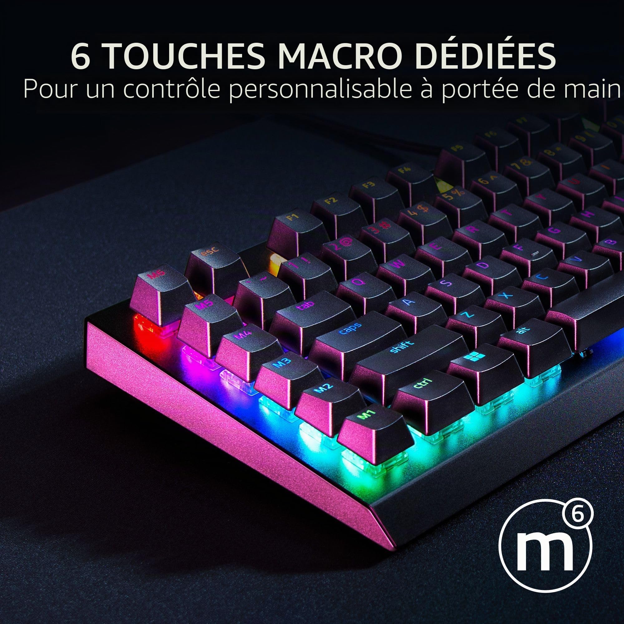 Razer BlackWidow V4 X (Switches Verts) - Clavier Gaming mécanique avec Razer Chroma RGB (6 Touches macros dédiées, Touches ABS à Double Injection) US-Layout | Noir