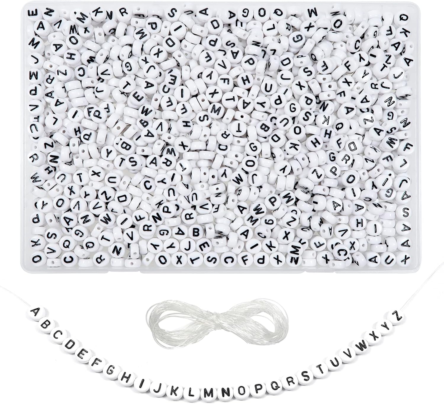 TOAOB White Letter Beads 4x7mm