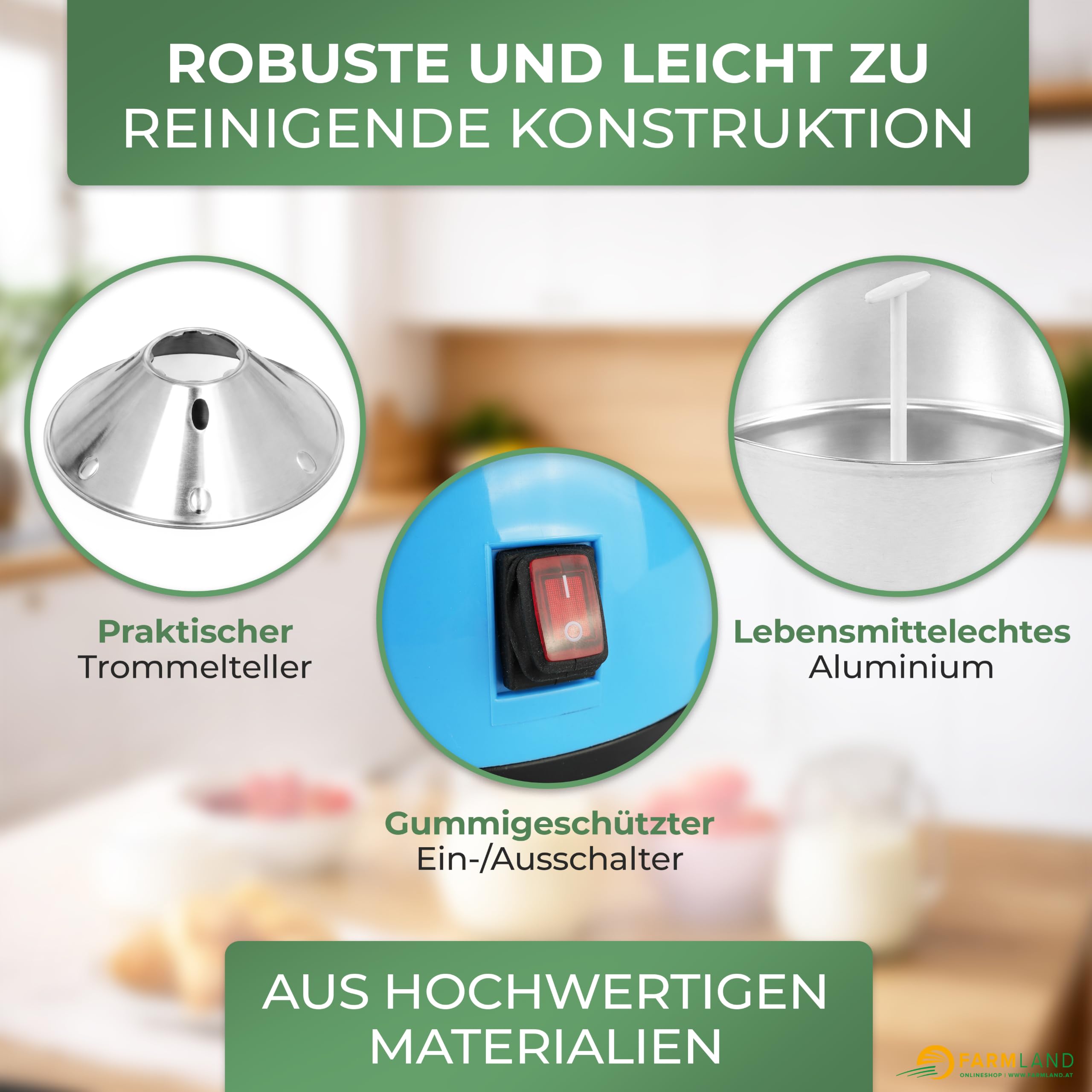 Farmland Milchzentrifuge elektrisch - Leistungsstarker Milchseparator für 90 l/h - Hochwertiger Milchabscheider - Zentrifuge Milch für Anfänger & Profis - Einstellbare Rahmmenge 7-10%