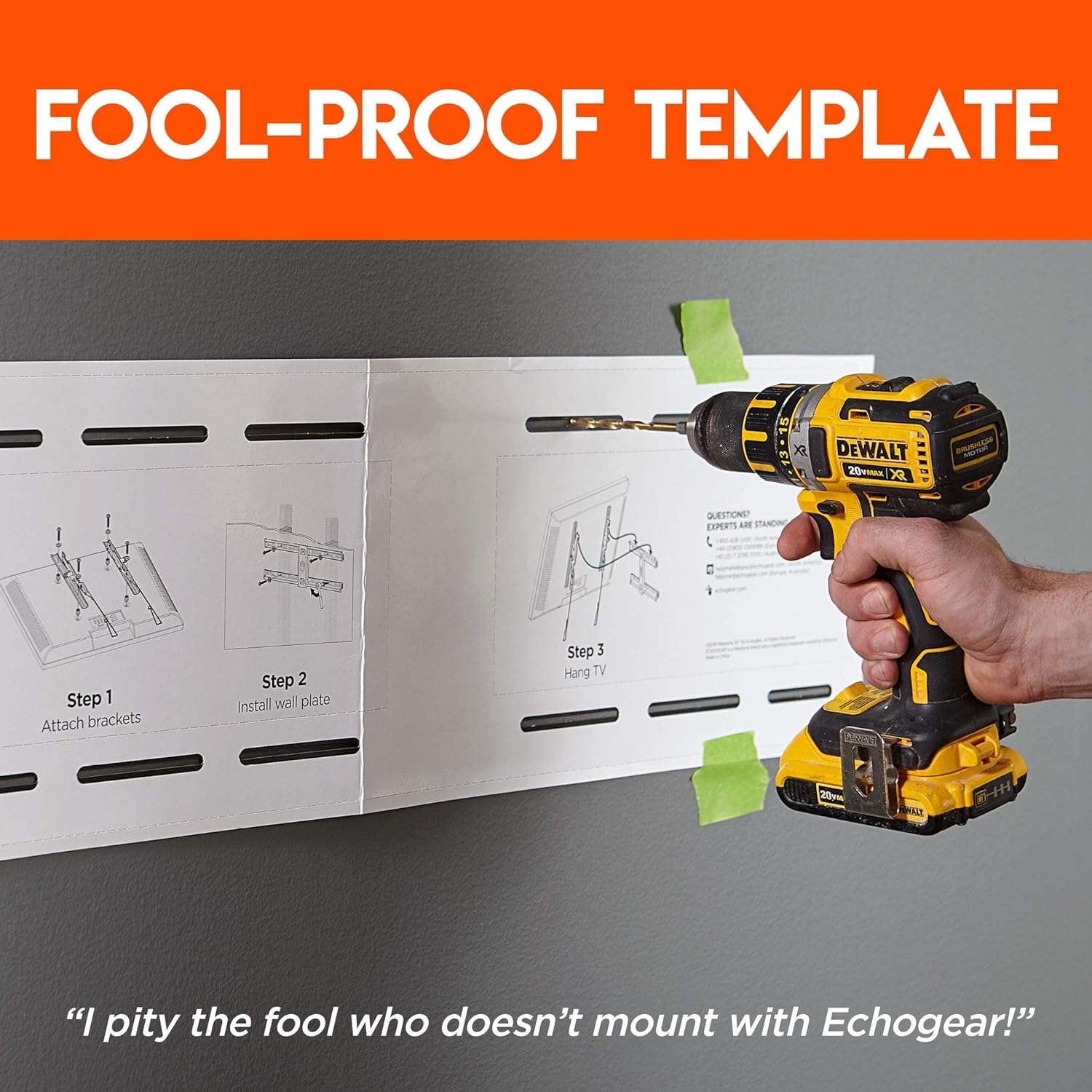 ECHOGEAR Tilting TV Wall Mount with Low Profile & On-Wall Surge Protector with 6 Pivoting AC Outlets - for TVs 40-90" - 1080 Joules of Surge Protection