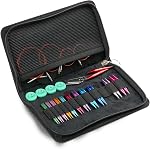 Short Interchangeable Knitting Needles Set 3-Inch Shorties Circular Knitting Needles for Sock, Sizes US 2.5, 3, 4, 5, 6, 7, 8, 9, 10, 10.5, 11 with Cables, Accessories and Case (12 Pairs)