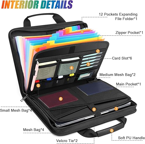 Miniatura 4 de Uquelic Estuche de almacenamiento de archivos ignífugo, fibra de vidrio recubierta de silicona, resistente al agua con cremallera y asa, carpeta de