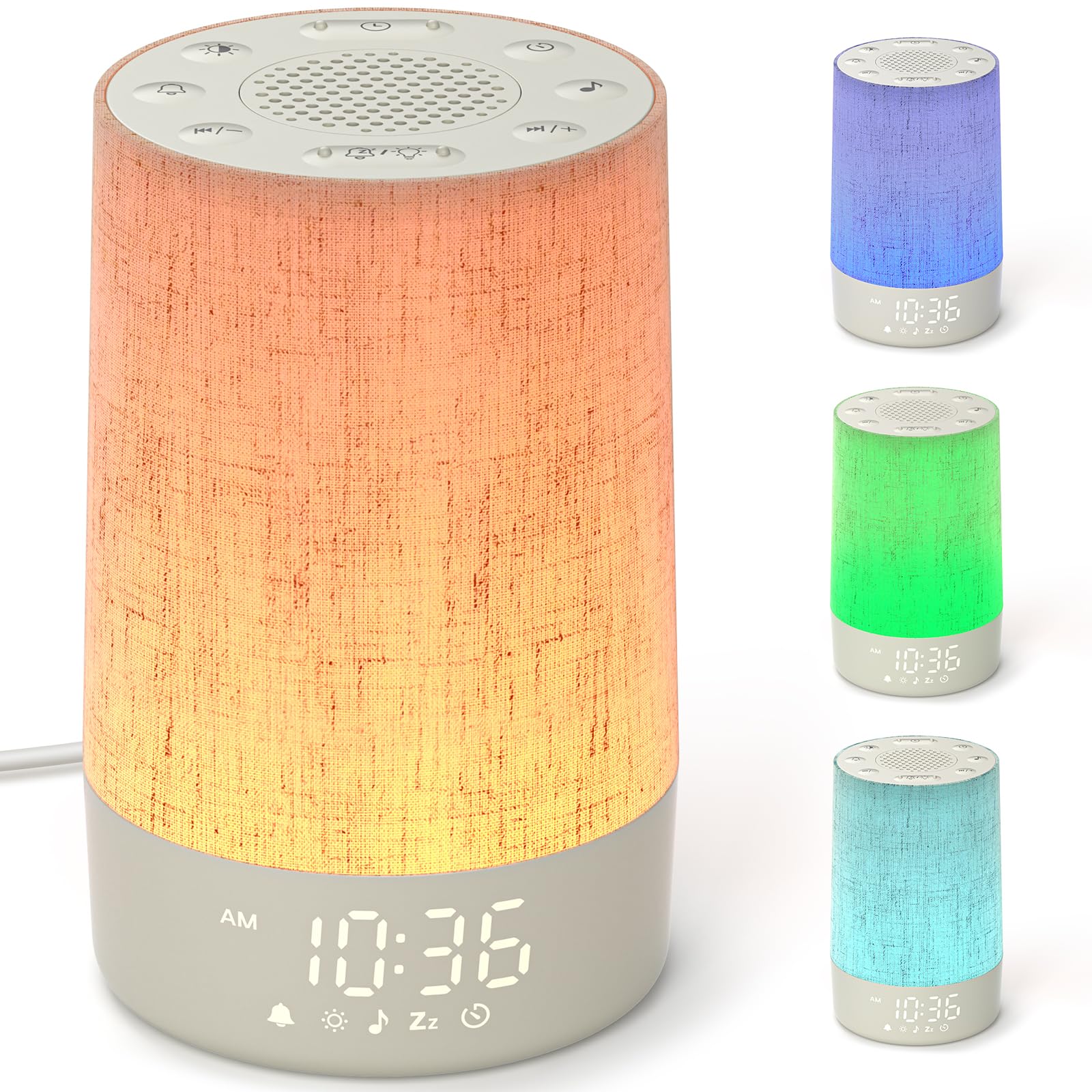 Liorque Grey Sunrise Alarm Clock Wake Up Light With 30 Soothing Sounds &10 Wake Up Tones, Bedside Digital Alarm Clocks Mains Powered, Night Light For Kids Adults, White Noise Machine For Sleeping