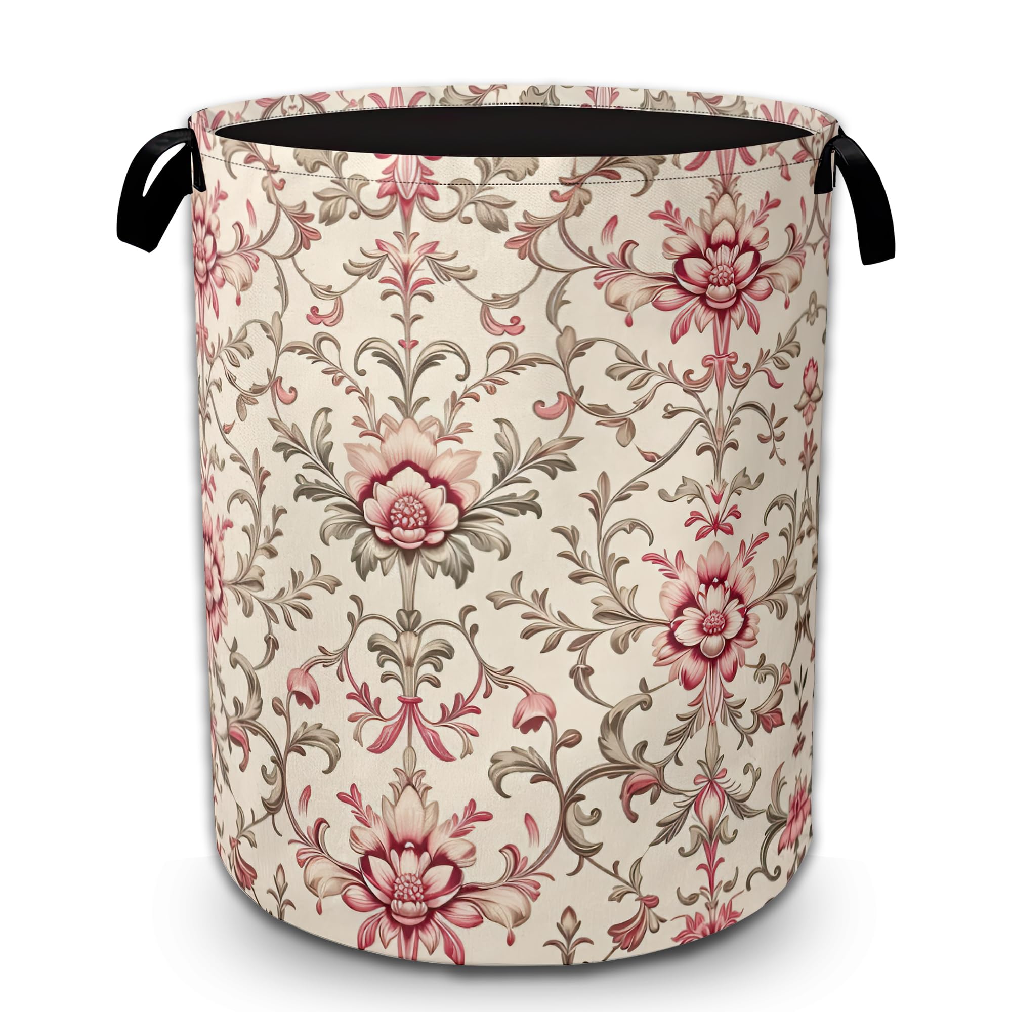 Bilangce Pink Damask Laundry Basket Laundry Hamper For Bedroom Bathroom Storage Bin Collapsible Waterproof Kids Toy Clothes Organizer Baskets Room Decor