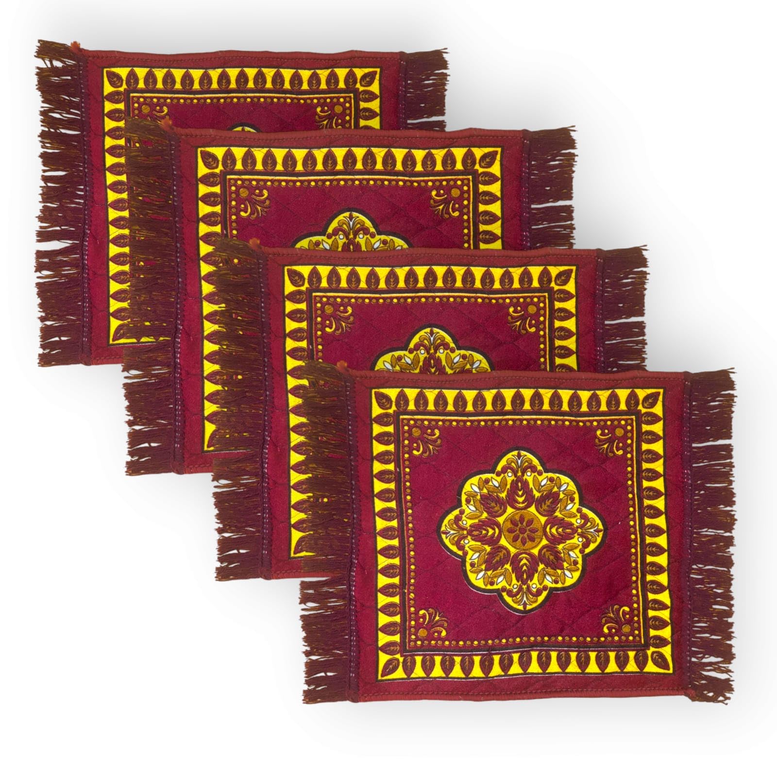 (Set of 4 Traditional Asana for Puja - Soft Velvet Aasan for Pooja | Prayer | Sitting | Meditation - Small Carpet Mat Rug for Floor Pooja Aasan,Velvet Prayer Mat (Size 2 x2 Feet)-image-25