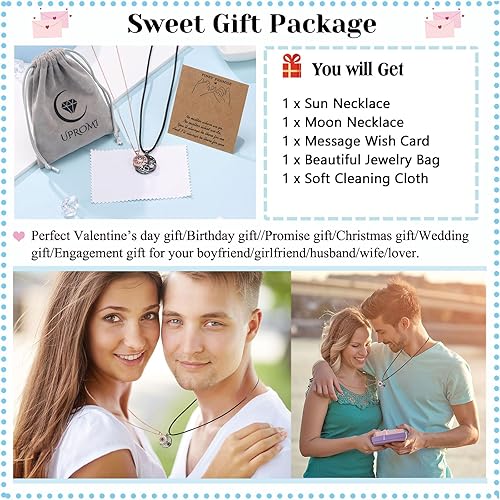Miniatura 6 de UPROMI Collar de pareja para novio, novia, marido, hombre, alma gemela, aniversario, día de San Valentín, regalos para él y ella