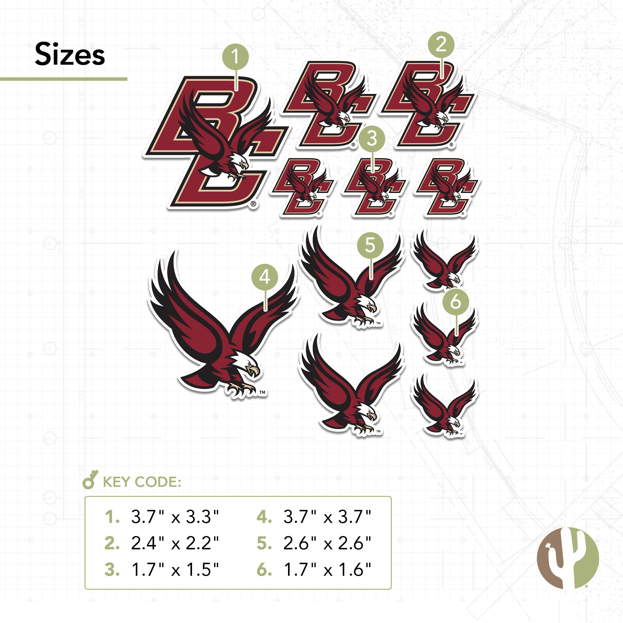 Desert Cactus Boston College Eagles Vinyl Sticker Sheet - Assorted Sizes For Laptop, Car, Bottle - View #13