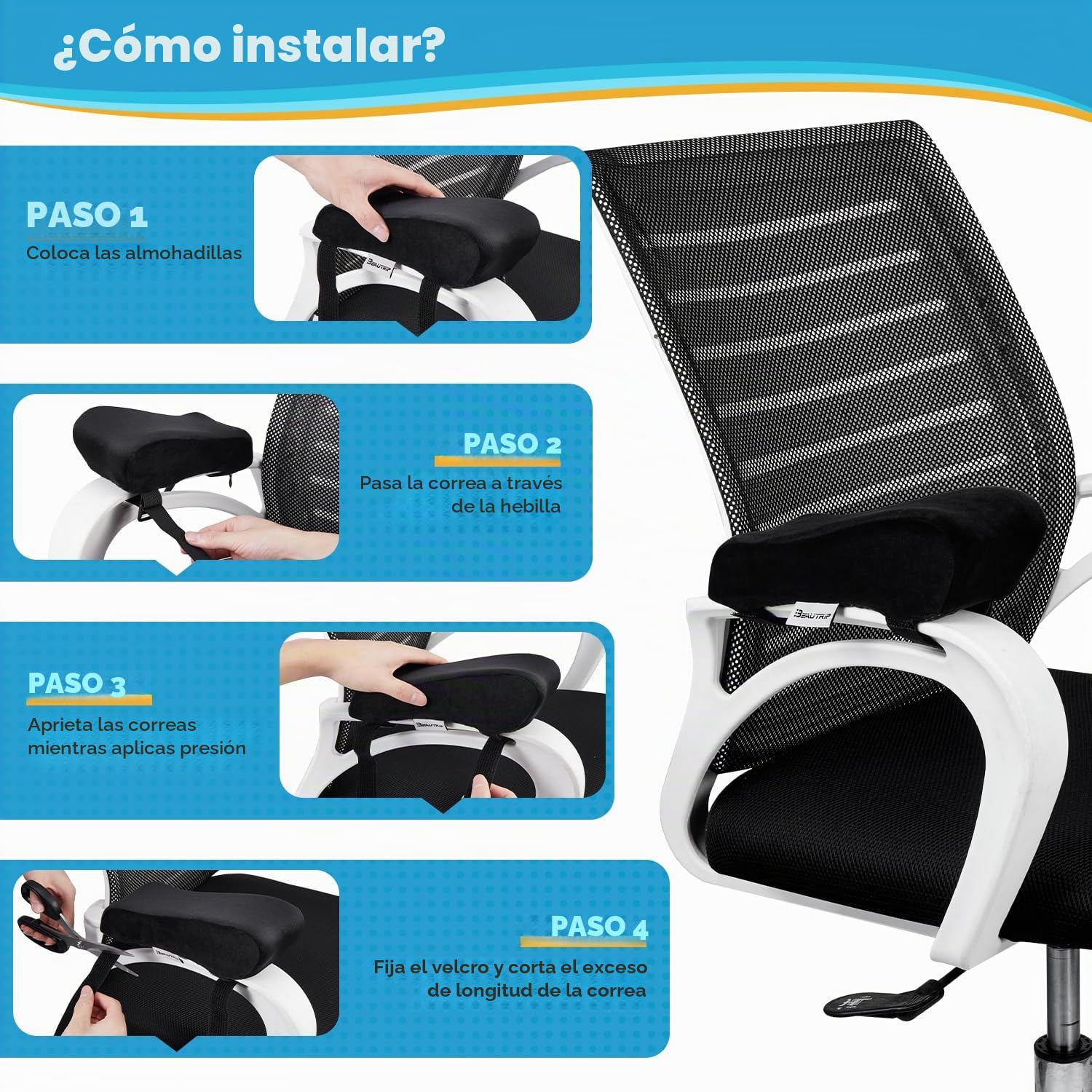 BEAUTRIP Almohadillas ergonómicas para reposabrazos, cojín de apoyo para el codo, juego de 2
