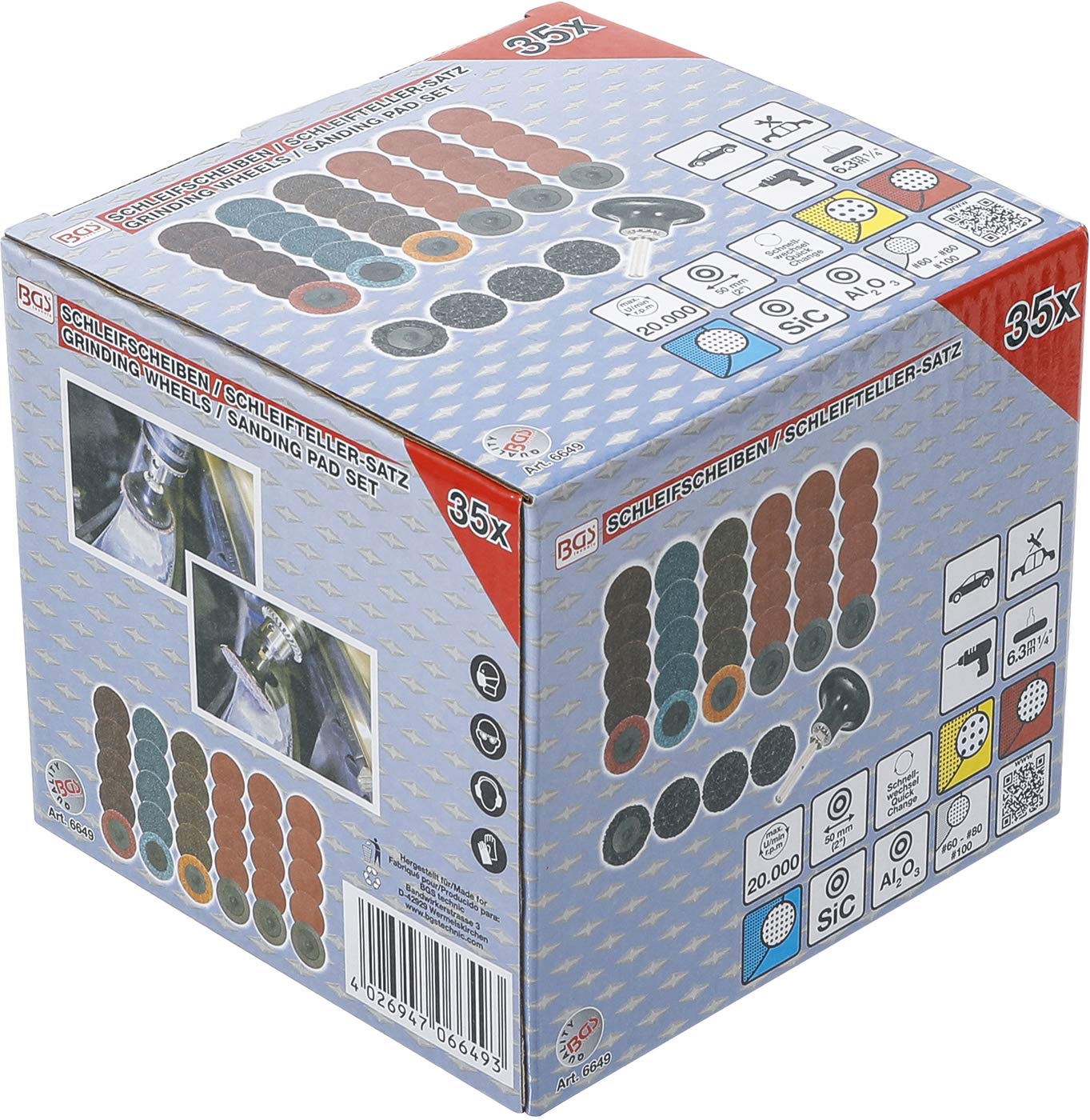 BGS 6649 | Juego de discos abrasivos / platos de lijadora | Ø 50 mm | 35 piezas