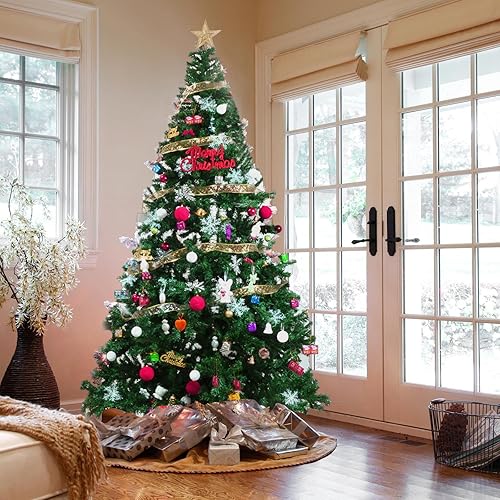 Miniatura 7 de Árbol de Navidad artificial de 7 pies, pino artificial con bisagras de alta calidad con 1100 puntas de rama, soporte de metal para exteriores e