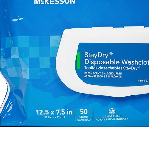 Miniatura 7 de McKesson StayDry - Toallitas desechables de 6 unidades, 300 paños de baño para adultos grandes para cuerpo e incontinencia con aloe y vitamina E,