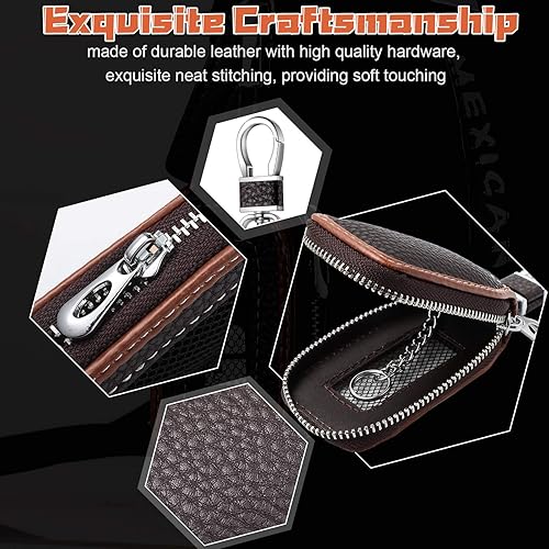 Miniatura 10 de Frienda 2 piezas de cuero llavero de coche titular de la caja del llavero auto titular inteligente protector cubierta (rojo)