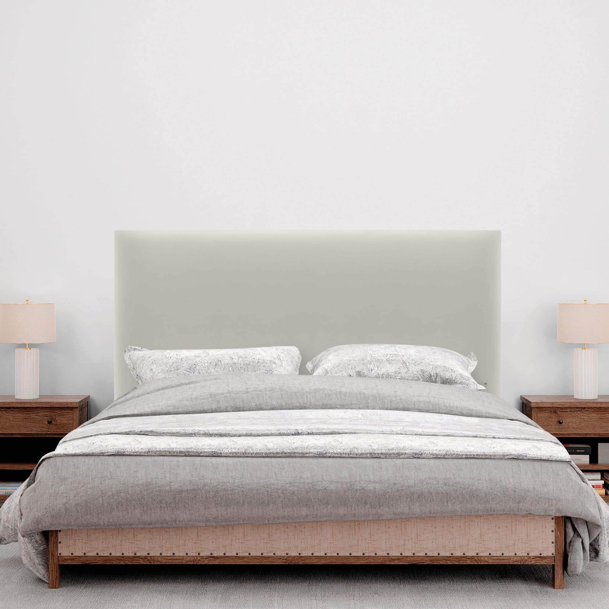 DHOME Testiera in Similpelle o Tessuto Aqualine Liscia Fino a Terra Testiere Testata Imbottita Letto (145x120cm (135/140), Similpelle Bianco Avorio)