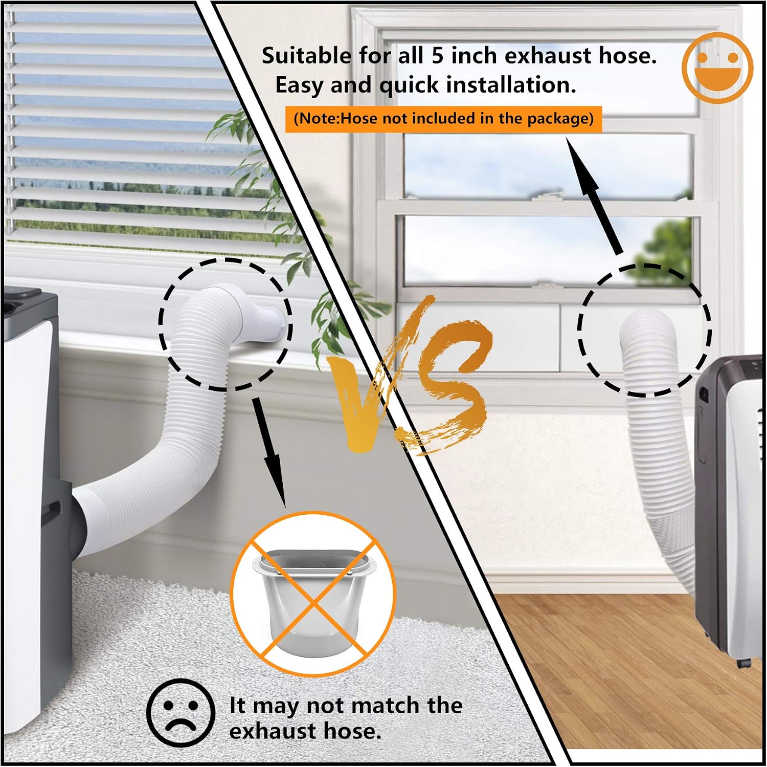 LBG Products Portable Air Conditioner Window Seal Plates Kit, Vertical AC Window Unit, Adjustable Seal AC Window Vent Kit for Exhaust Hose, Universal for Ducting with 5 inches Diameter