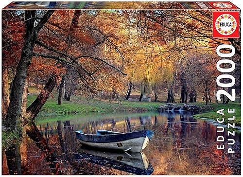 Educa - Boat on The Lake - Rompecabezas de 2000 piezas - Pegamento de rompecabezas incluido - La imagen completa mide 3775 x 2675 pulgadas - A