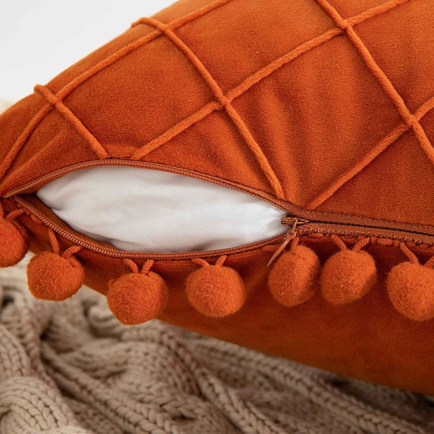 Throw Pillow Covers 18x18 Inch Decorative Cushion Cover Set of 2 Pack Soft Square Pillow Cases for Living Room Sofa Couch Bed Home Decor (Velvet Orange)