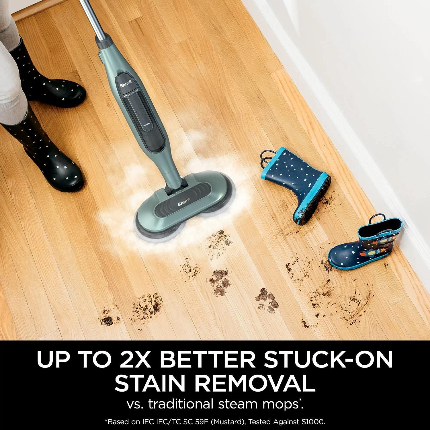 S7000AMZ Steam & Scrub - Trapeador de vapor todo en uno para limpiar y desinfectar suelos duros, agua pura (renovada) 7