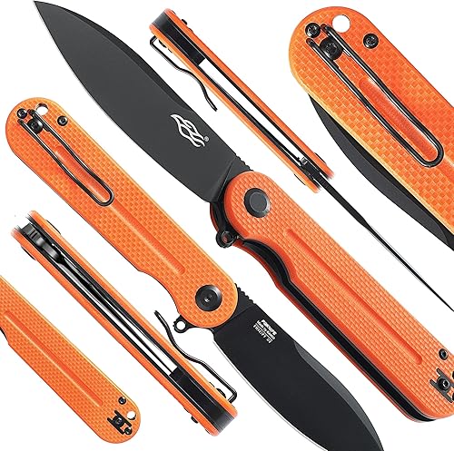 Miniatura 4 de Firebird Ganzo FH922PT-OR EDC - Cuchillo de bolsillo plegable afilado de acero inoxidable D2 mango negro G10 con clip cuchillo de bolsillo plegable