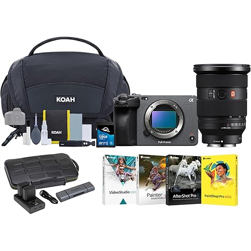 Sony FX3 Full-Frame Cinema Camera with 24-70mm f/2.8 GM II Bundle with (2-Pack) Batteries, Memory Card, 4 Softwares, Bag with Cleaning Kit and Card Reader