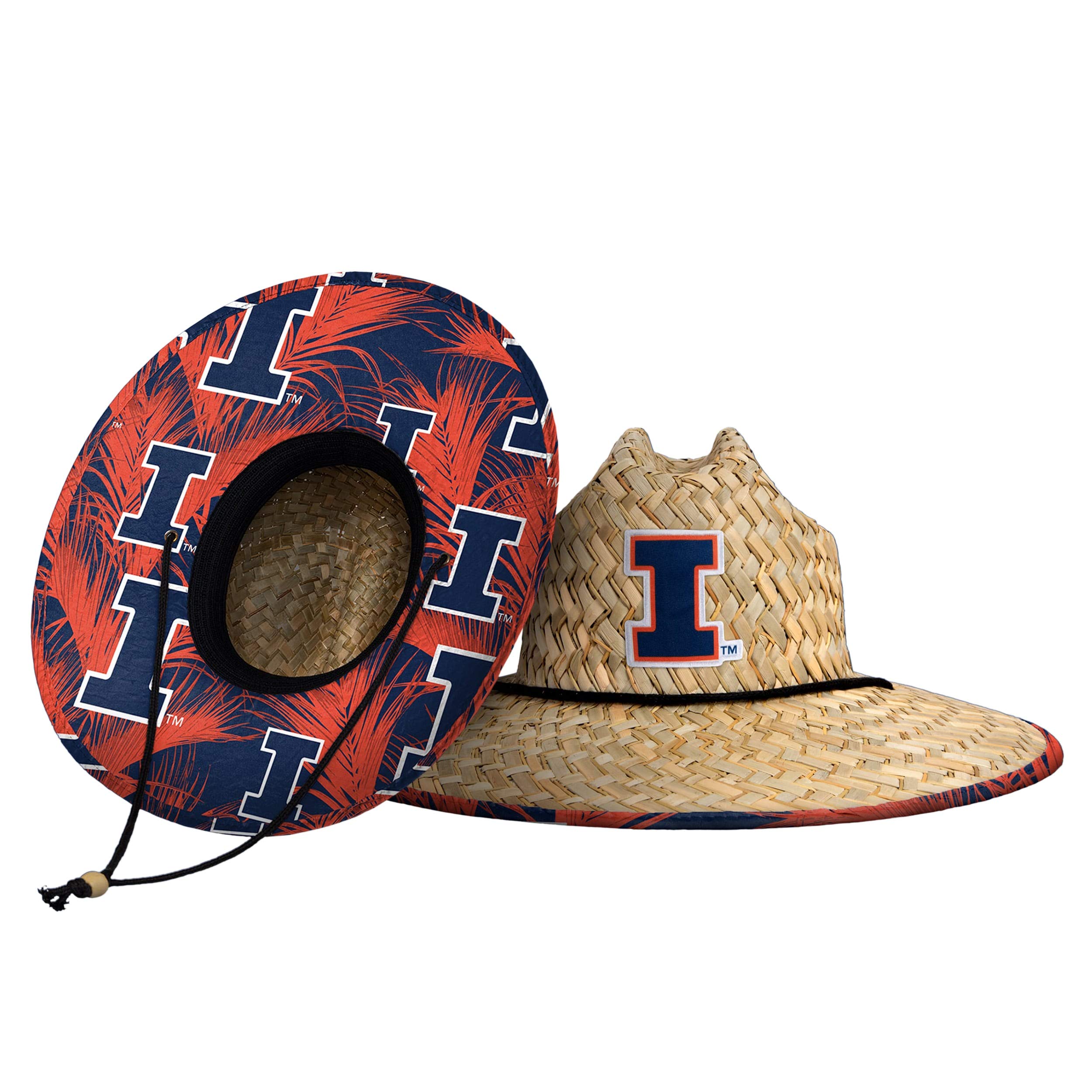 FOCO Men's NCAA College Team Logo Floral Straw Sun Hat