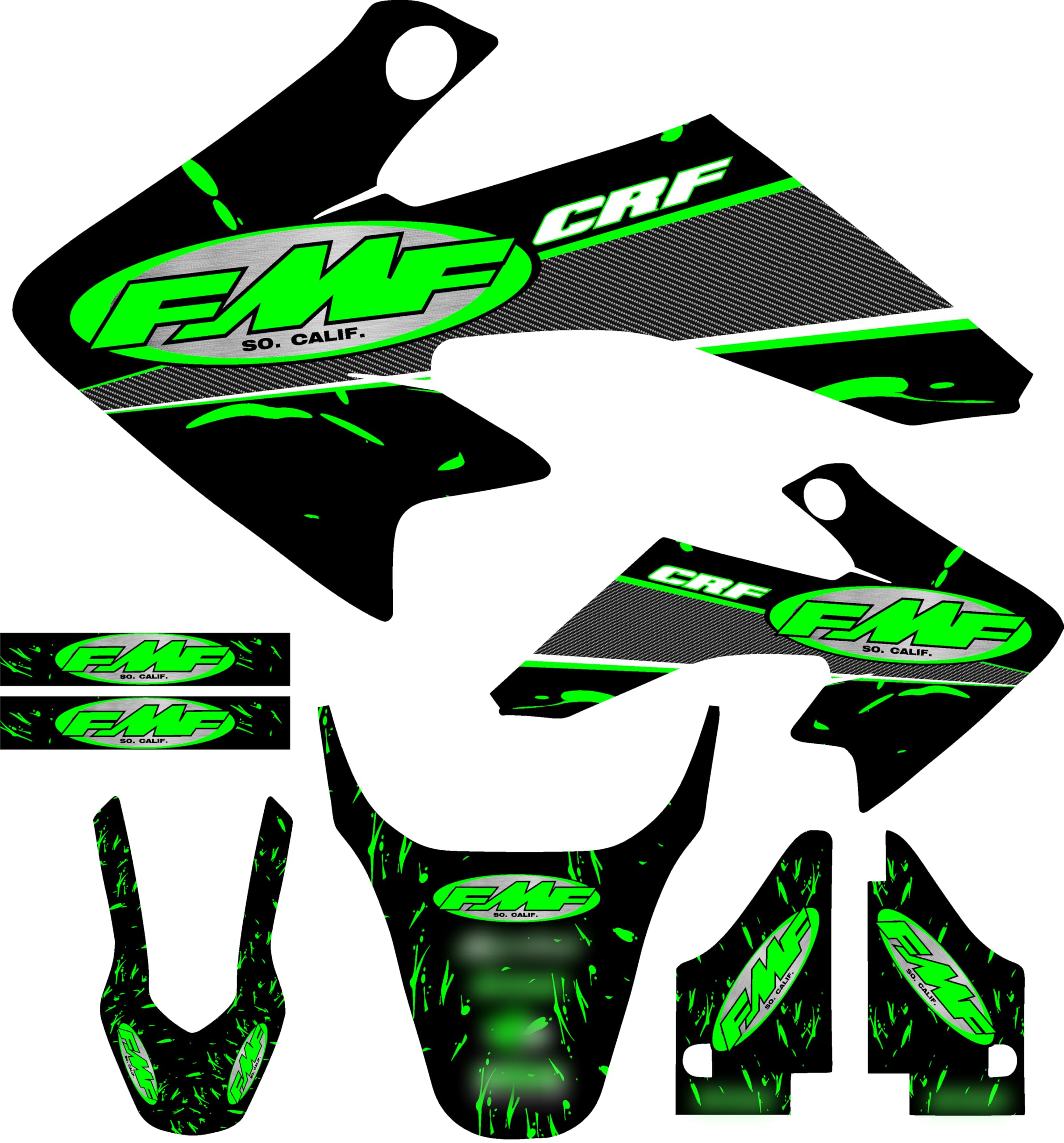 Fit 04-12 CRF50 Green FMF Graphic Kit Shroud Plastic Decal CRF 50 Decal Sticker