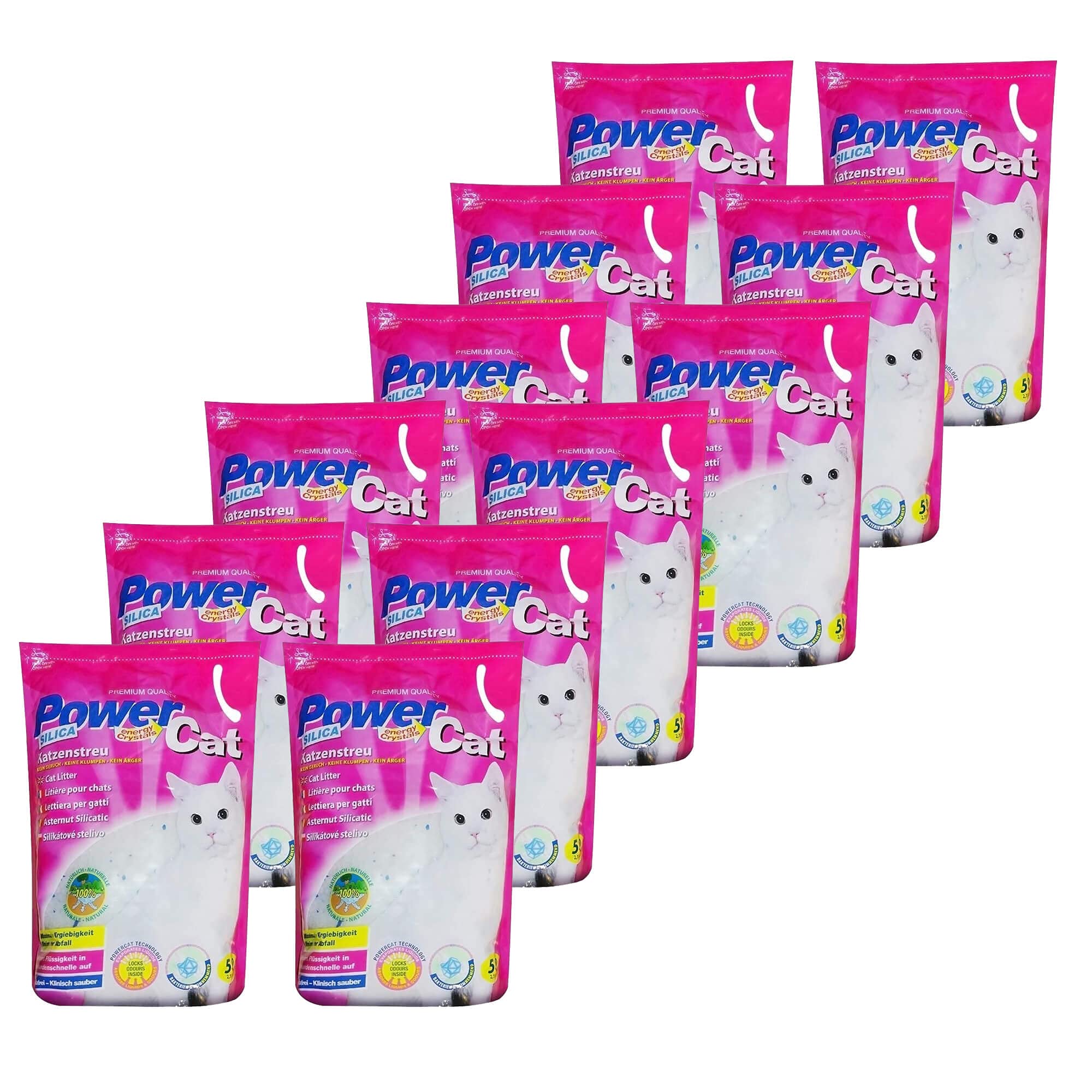 12 x 5 l = 60L Powercat Magic Silikat Katzenstreu