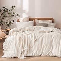 Vista 36 de BESTOUCH - Juego de funda de edredón de 100% algodón lavado, tacto supersuave, cómoda, elegante, ligera, juego de ropa de cama de 3 piezas