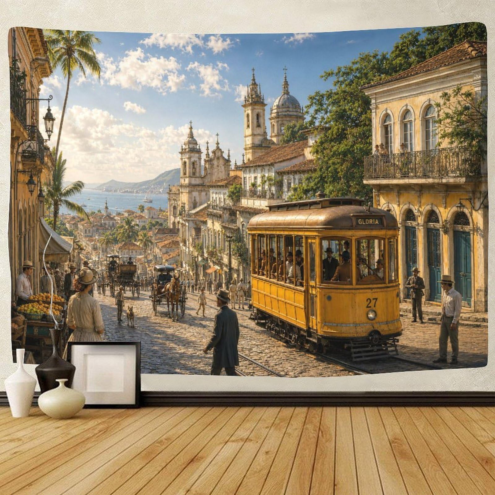 GPMNBCXZK Vintage Rio De Janeiro Streetscape 3D Print Wall Hanging Decor Tapestry for Bedroom Tapestries Home Decoration Curtain Bedroom College Dorm 130cmx150cm