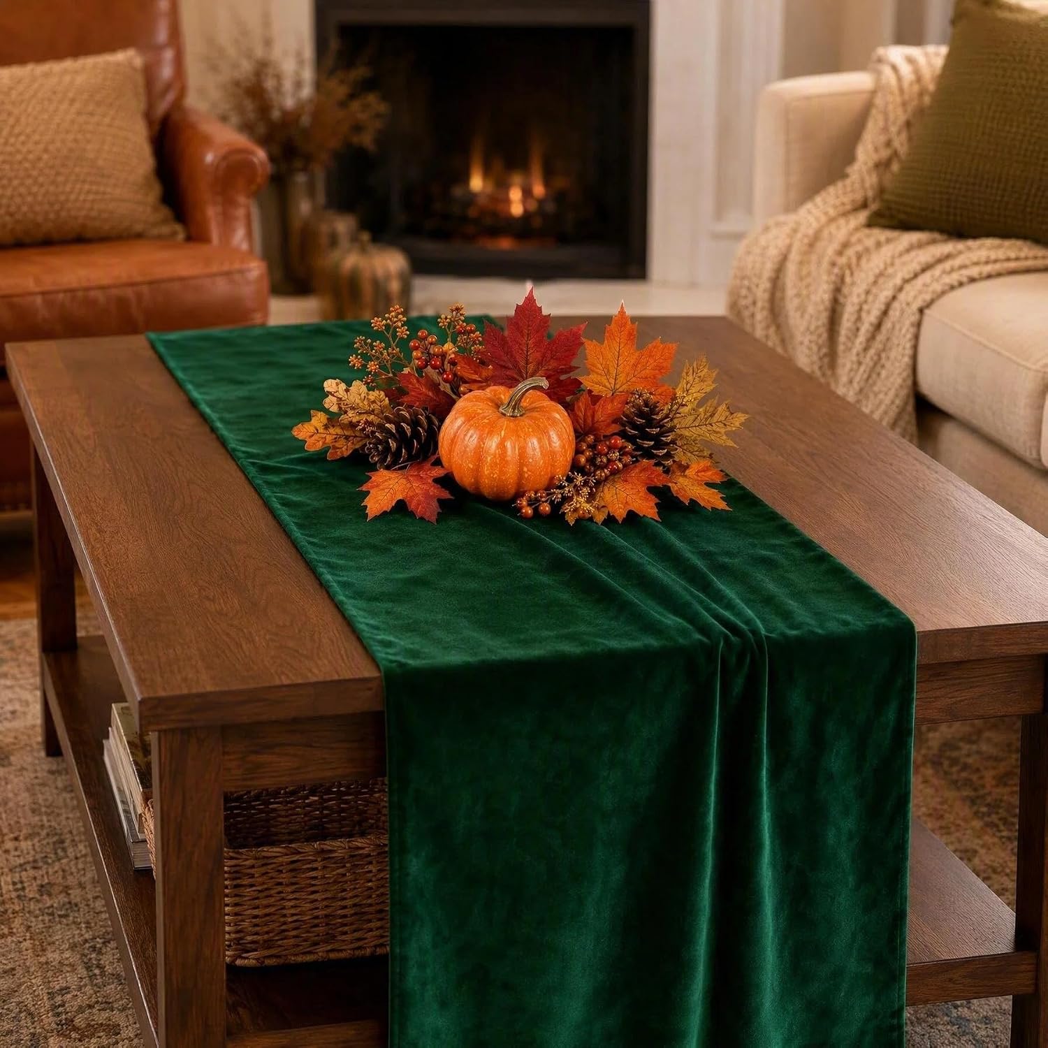 MANSPHIL Green Velvet Table Runner 108 Inches for Valentine's Day Wedding Party Decorations Baby Shower Luxury Table Cloth for Dining Room Kitchen image 4