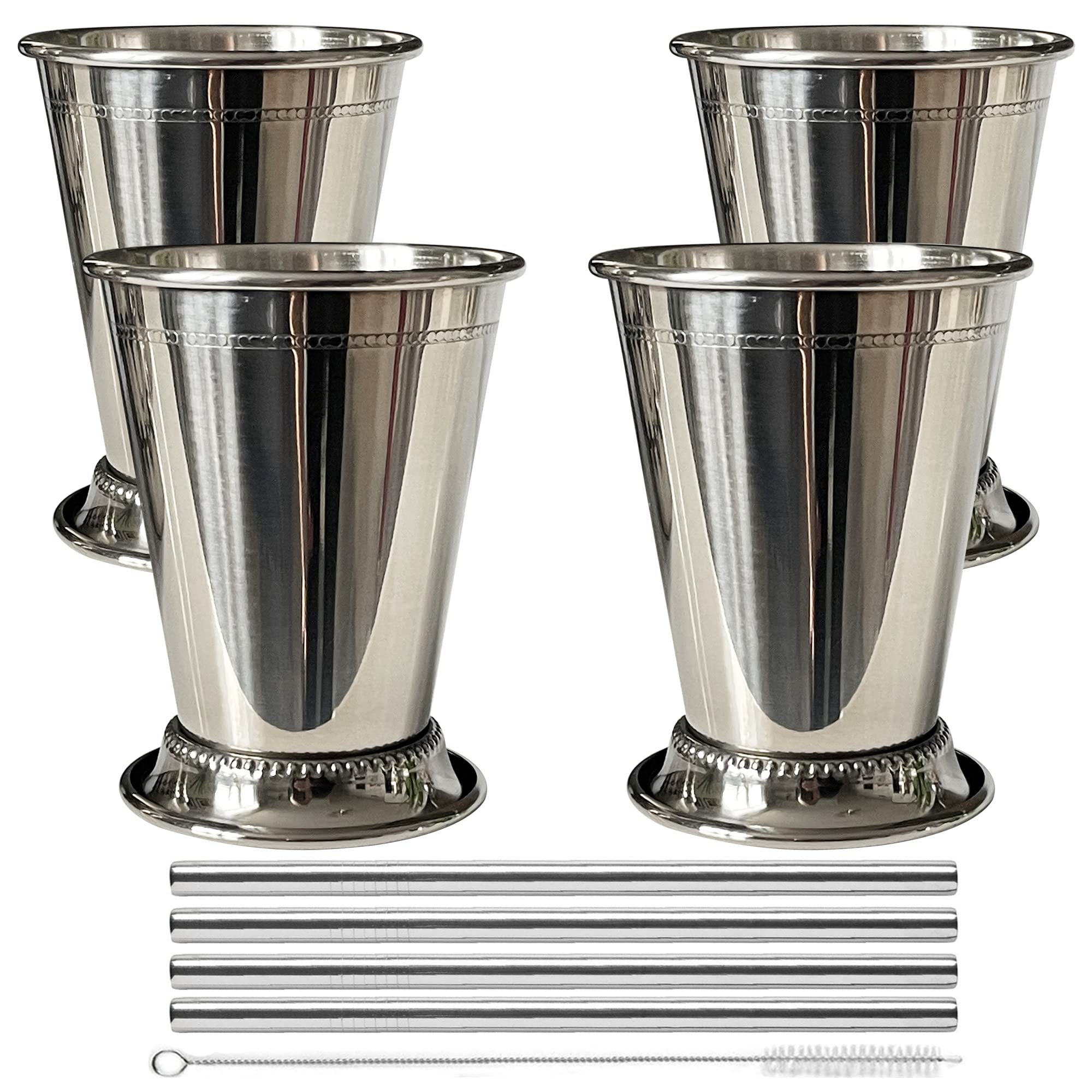 Buy Mint Julep Cups Set of 4 with Straws Stainless Steel Mint Julep