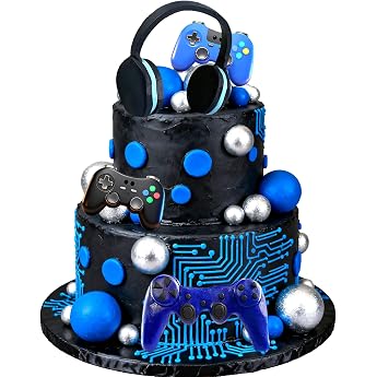 LaVenty Video Game Cupcake Toppers Waffle Paper Gaming Cake Decoration Videospiel Cupcake Toppers Waffelpapier Gaming Tortendeko Videospiel Geburtstag Kuchen Deko f r Baby Dusche Jungen Geburtstag