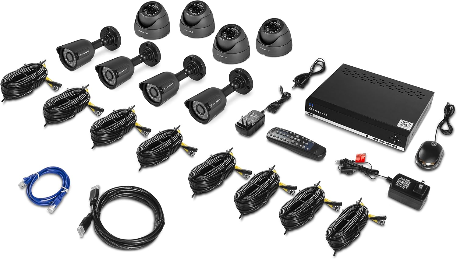 Amcrest 960H 8CH 1TB Security System - Eight 800+ TVL IP66 Bullet and Dome cameras (Black)