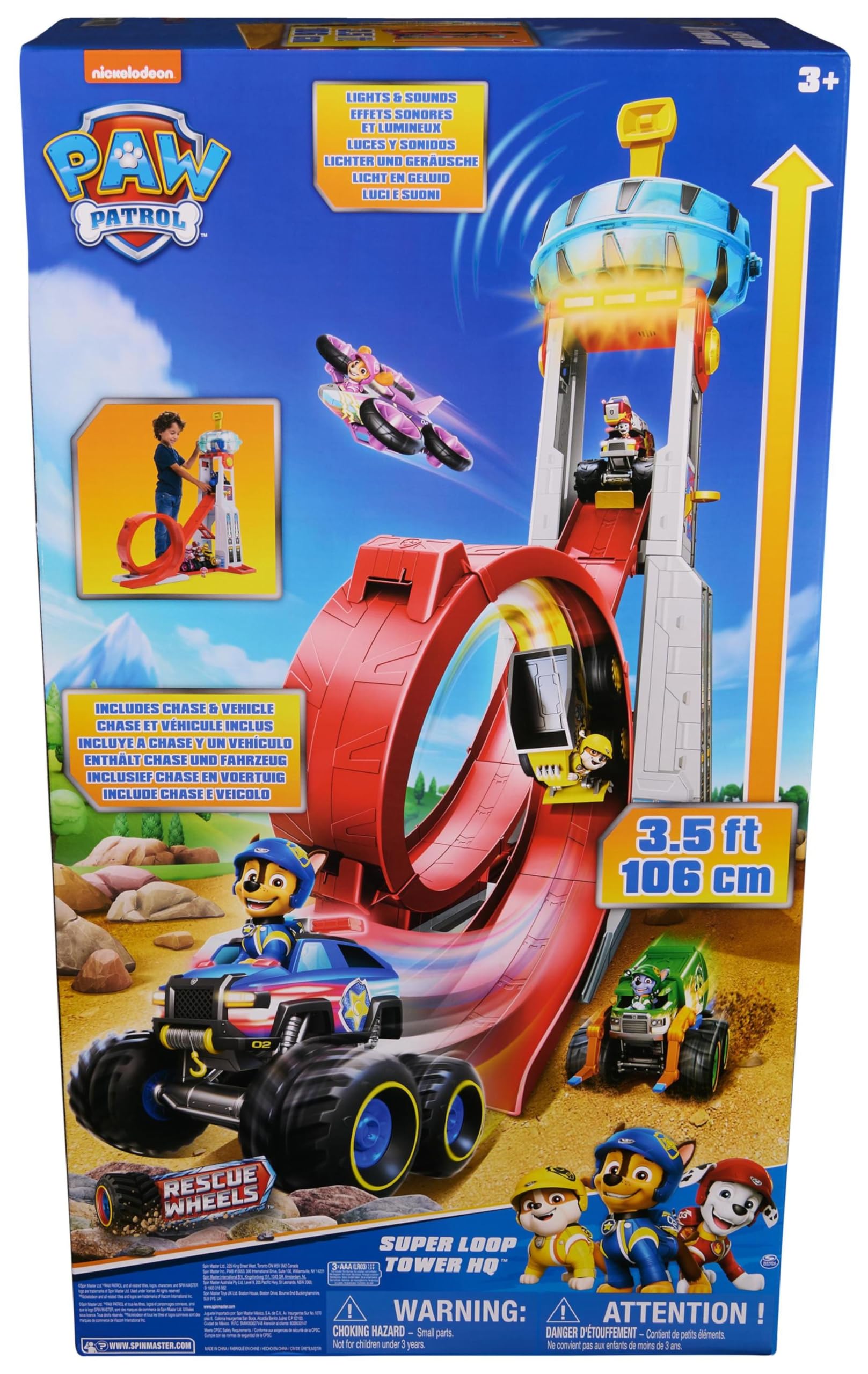 Paw Patrol Patrulla Canina - Lanzador De Vehículos Super Loop con Luces Y Sonidos + Coche Y Figura Chase | Juguetes Patrulla Canina | Juguetes Niños 3 Años O Más | Regalos Niños 3 Años O Más