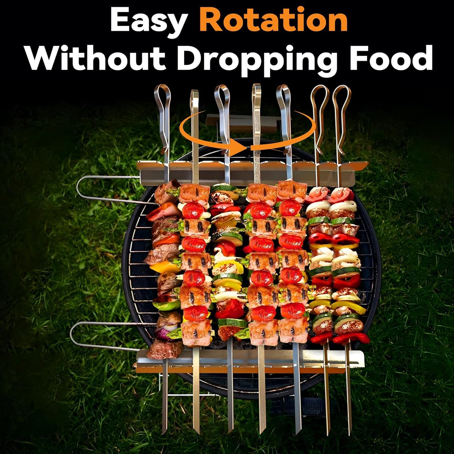 MEISO 4 Pezzi Griglia Spiedini Rack, Supporto per Spiedini in Acciaio Inox con 6 Scanalature, Accessori per Barbecue per Arrosticini, Barbecue, Grill a Gas, per Barbecue, Campeggio, Picnic