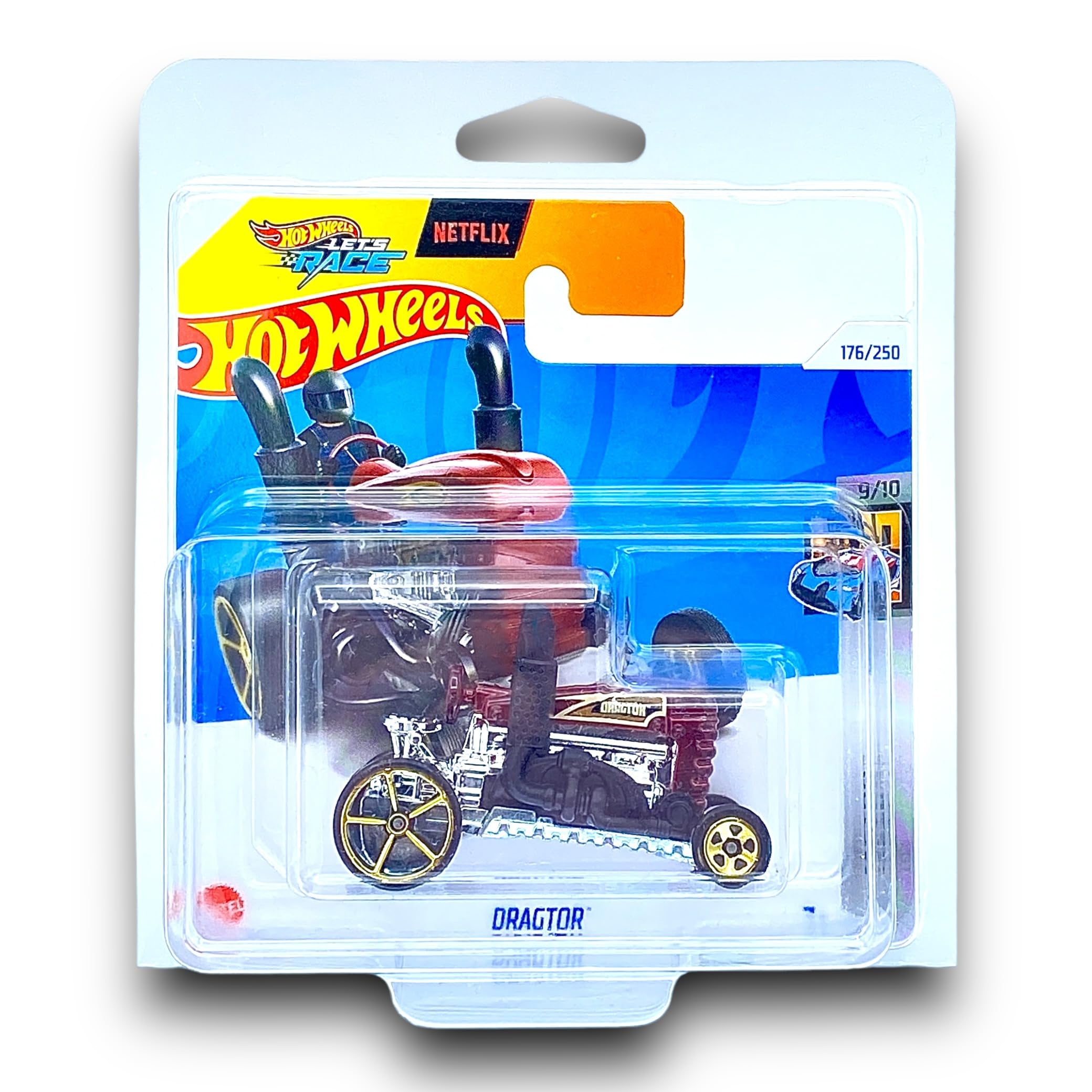 Hot Wheels Dragtor (Ruby Red, Black & Chrome) 9/10 HW Metro - 2024-176/250 (Short Card) - includes a KLAS Car Keeper Protector Case - HTF04