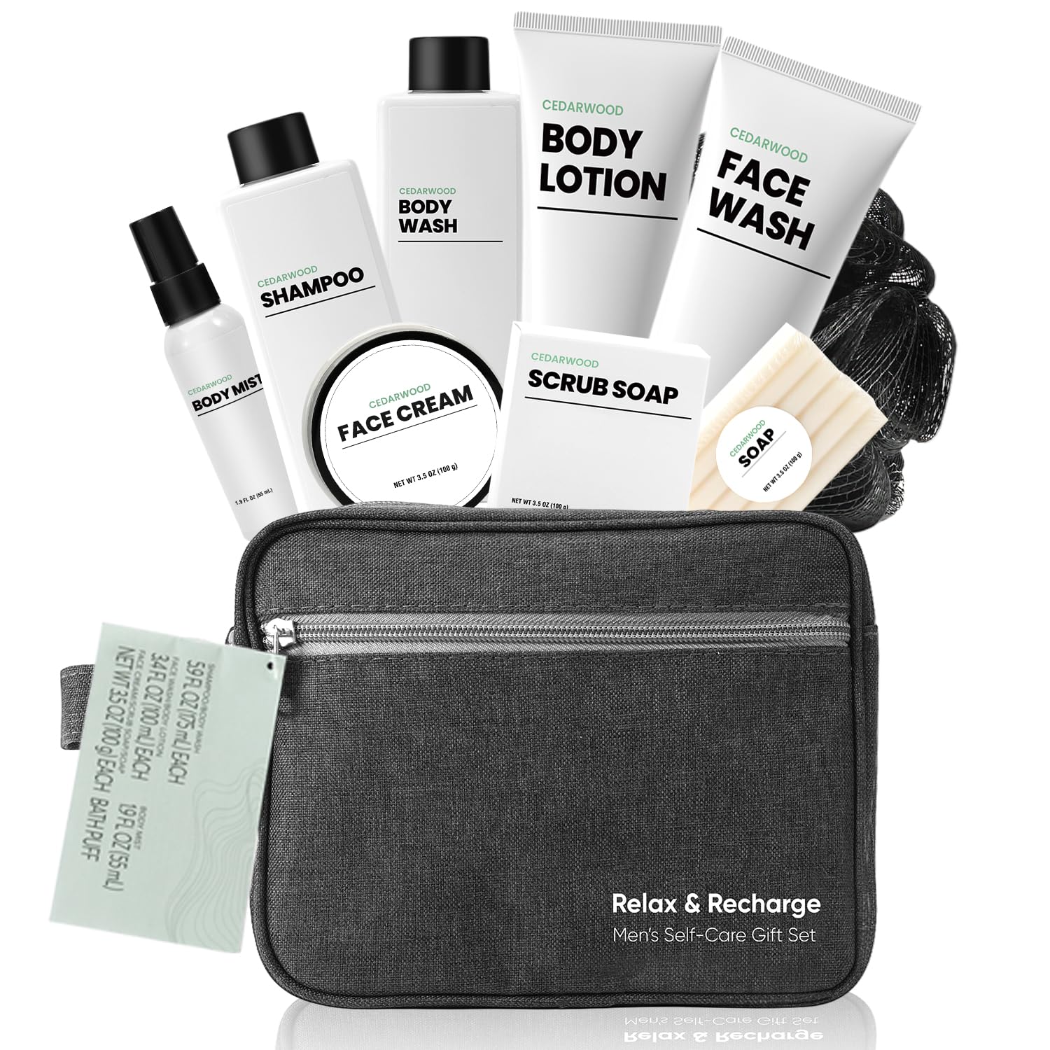 Gifts for Men, 10Pcs Body Wash Seyts with Toiletry Bag, Cedar Scents Brithday Gift Baskets for Men, Christmas, Fathers Day Gifts - Image 3