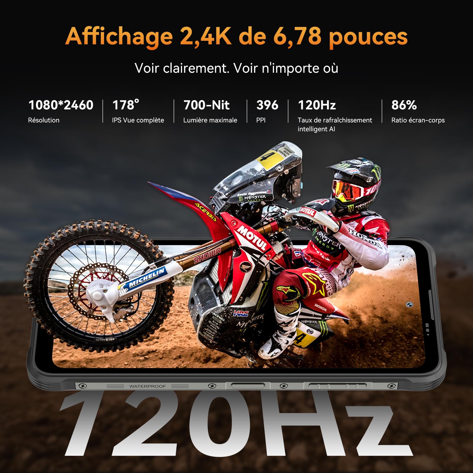 Blackview Fort 5 Android 16 Téléphone Portable Incassable 248g/10.7mm Ultra-Fin, 108MP+50MP+13MP Vision Nocturne, 36Go+256Go/2To, 6.78'' 120Hz Smartphone Incassable 4G, Mode Gants/IP69K/NFC/700 Nits