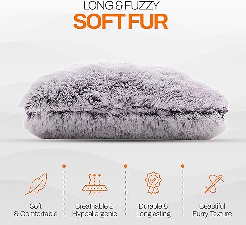 Miniatura 8 de Cheer Collection Almohadas para sofá y cama, almohadas suaves y peludas con rellenos incluidos, acogedoras almohadas de pelo sintético de pelo