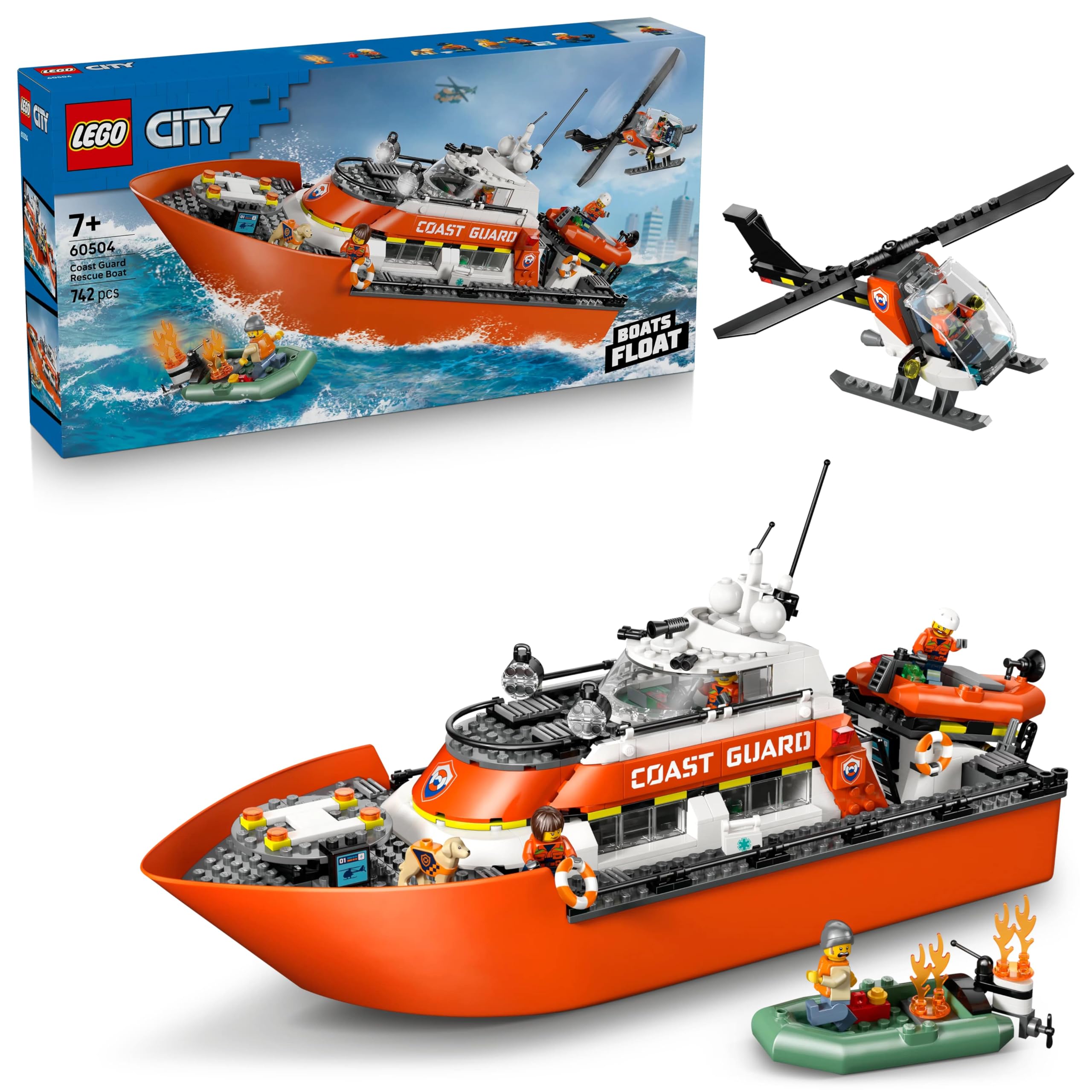 LEGO City Coast Guard Rescue Boat & Helicopter - Pretend Play Set - Floating Boat Toys - 60504-picture-33