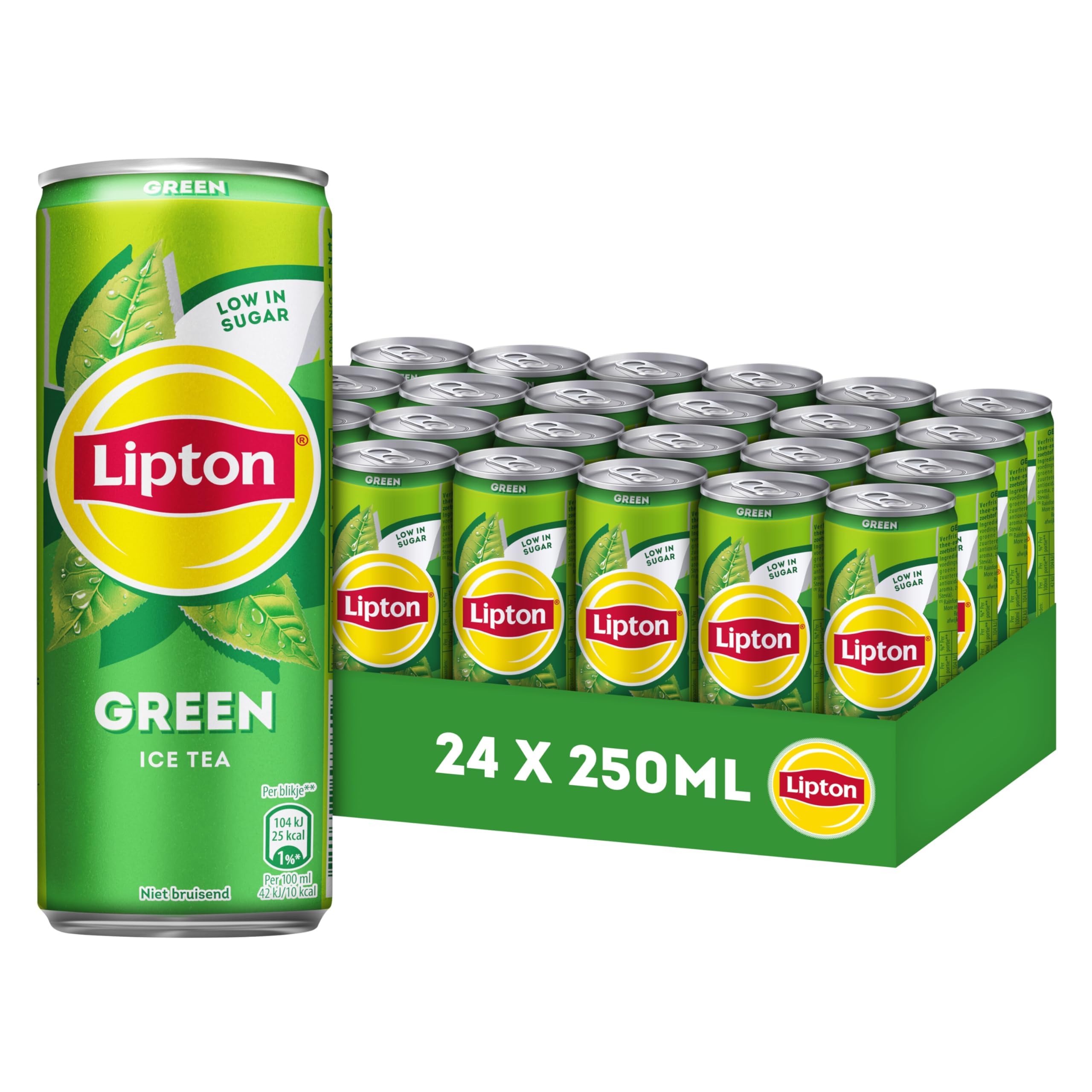 Lipton Green Ice Tea, een heerlijk verfrissende ijsthee - 24 x 250 ml - Voordeelverpakking