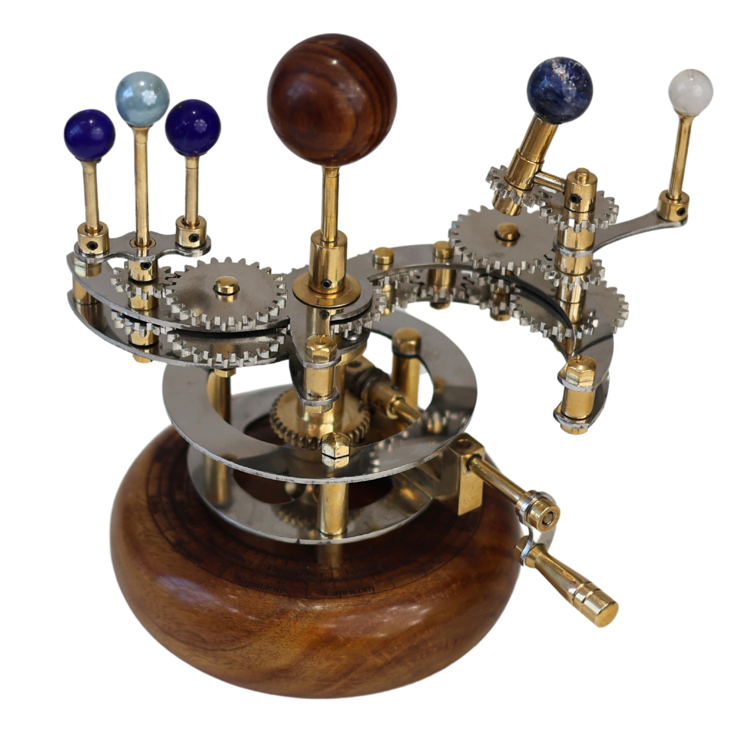 Modello del sistema solare | Orrery di astronomia educativa e decorativa | Planetario meccanico in ottone di alta qualità (8 pollici Terra, Marte e Lune)