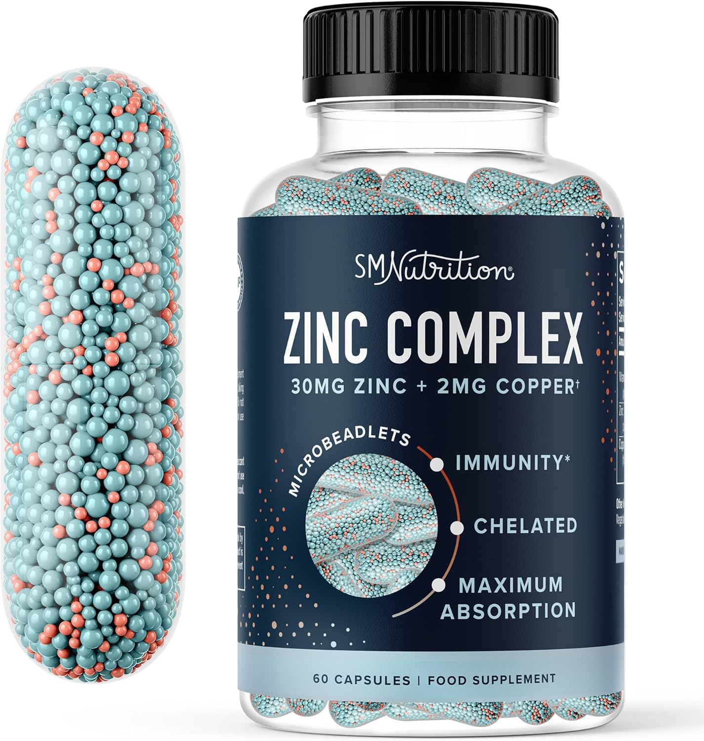 Zinc Supplement Microbeadlets for Immune & Acne Support | Highly Absorbable Zinc Bisglycinate & Orotate with 2mg Chelated Copper + Vitamin B6 | Vegan, Gluten-Free | 60 Capsules (2 Month Supply) Zinc Supplement Microbeadlets for Immune & Acne Support | Highly Absorbable Zinc Bisglycinate & Orotate with 2mg Chelated Copper + Vitamin B6 | Vegan, Gluten-Free | 60 Capsules (2 Month Supply)