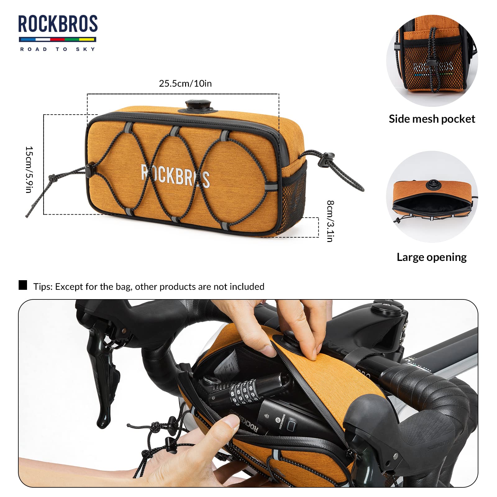 ROCKBROS Road to Sky Borsa Manubrio Bici, Borsa Anteriore Stabile Bicicletta, Grande Capacità 1.9L, Borsello Manubrio Riflettente per MTB, Bici da Corsa, Bici da Città, Accessori Bici
