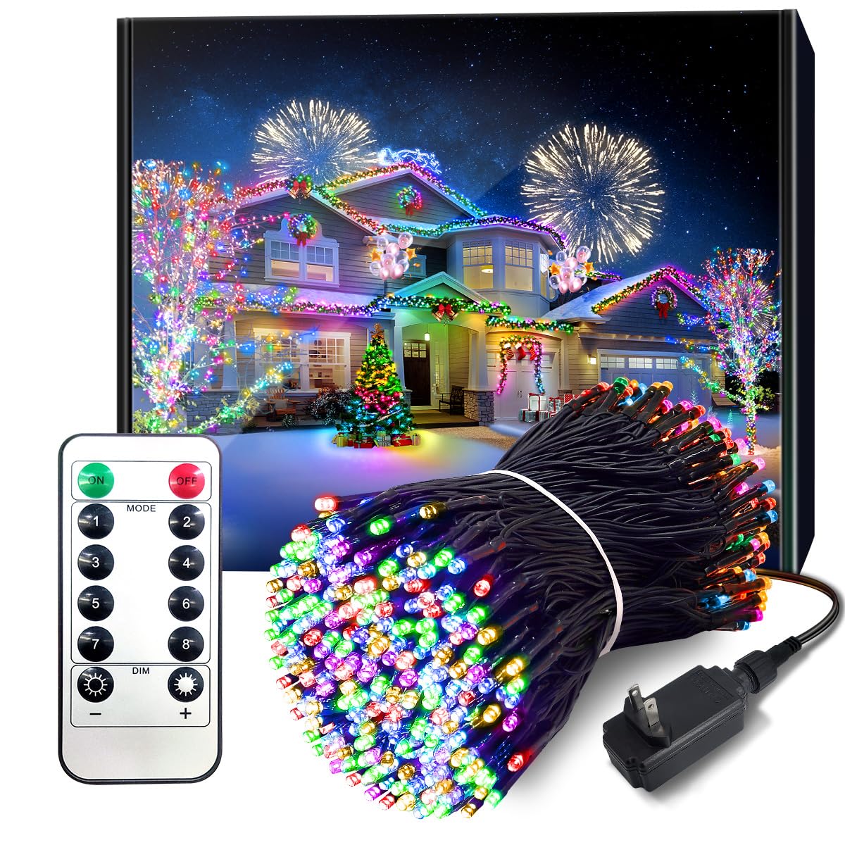 Acan 100FT Outdoor String Lights, Multicolor Fairy Light, Christmas Lights 300 LED Waterproof 8 Modes for Patio Bedroom Holiday Party Christmas Tree Wedding Garden