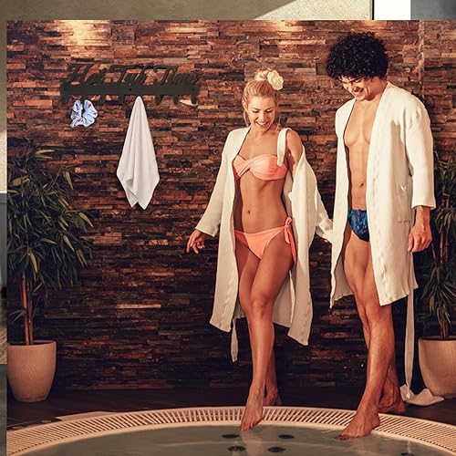 Miniatura 4 de IBosins Toallero para bañera de hidromasaje con 8 ganchos, colgador de toallas montado en la pared para batas, ropa, toallas, accesorios para bañera